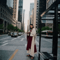 a man dressed as jesus waiting for a bus