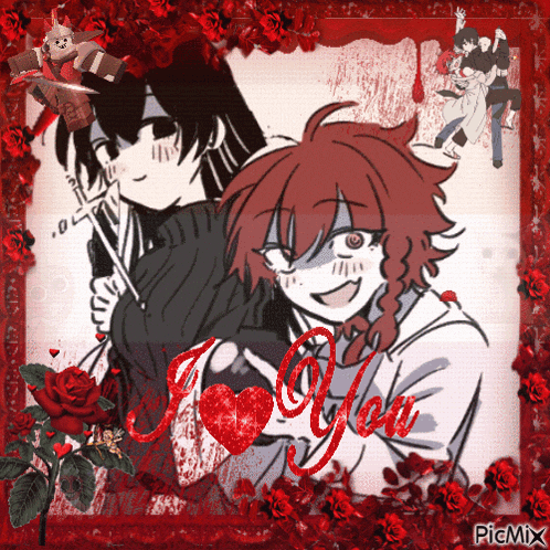 a picture of two anime characters with the words i love you written on the bottom