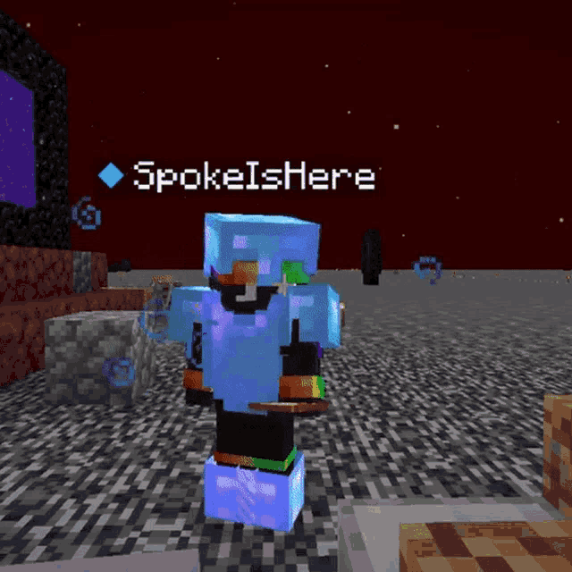 a screenshot of a minecraft game with the name spokeishere on the bottom