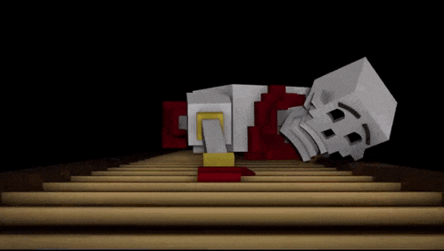 a skeleton is sitting on a set of wooden stairs .