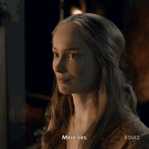 a woman from starz says more lies in a dark room