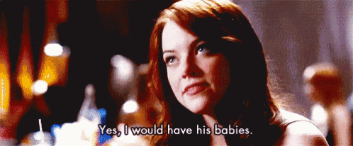 a woman says " yes i would have his babies " in a blurry photo