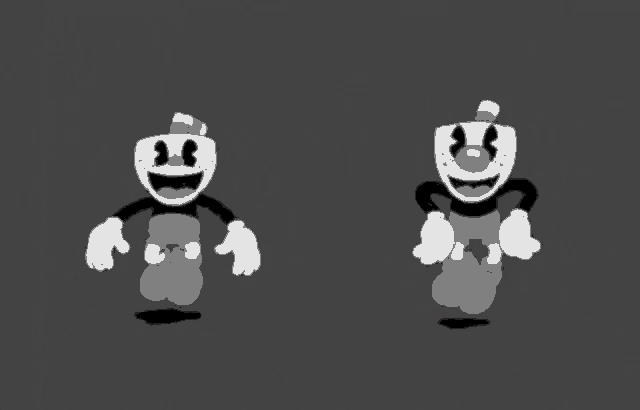 a black and white cartoon of cuphead is dancing
