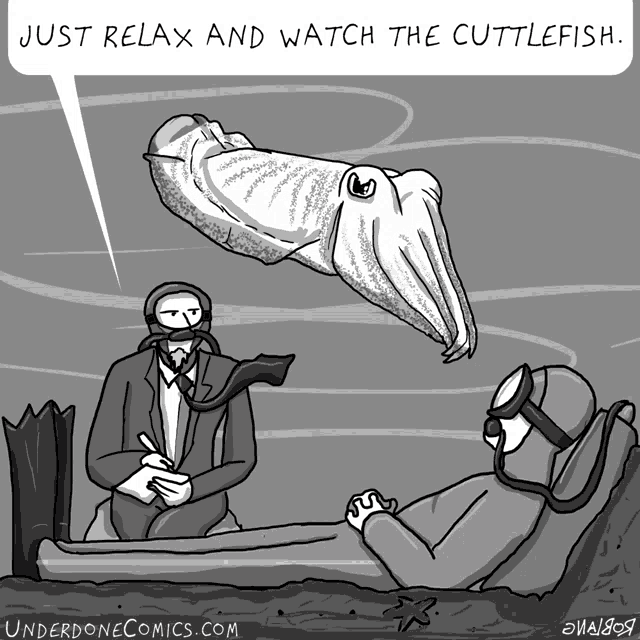 a cartoon by underdonecomics.com shows a man talking to another man