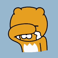 a cartoon drawing of a bear covering his face with his hand