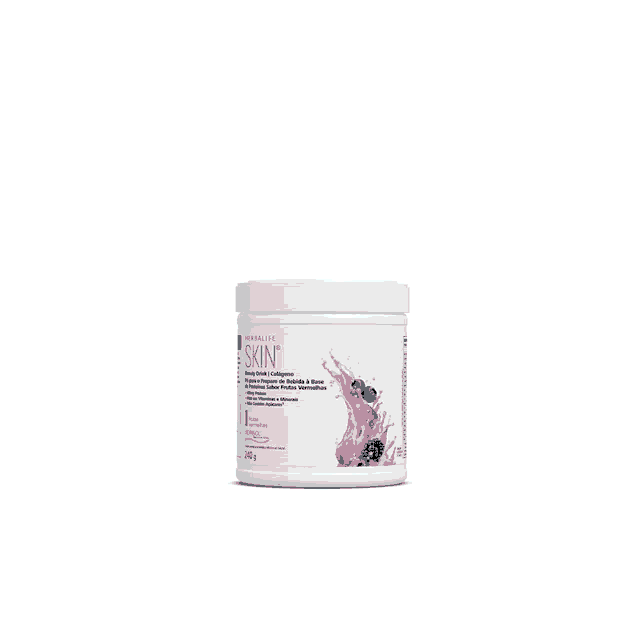 a container of herbalife skin with a splash of berries