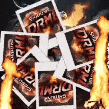 a bunch of burning shibuya drm cards