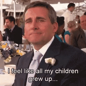 a man in a suit and tie says i feel like all my children grew up