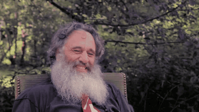 a man with a beard wearing a tie is smiling