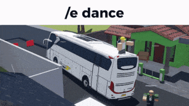 a white bus with the words / e dance on the bottom