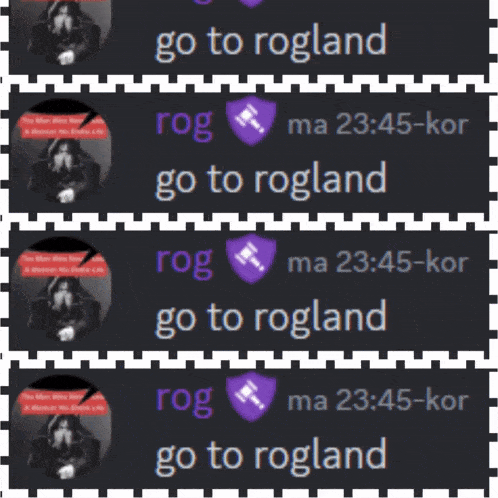 a row of stickers that say " go to roglar " on them
