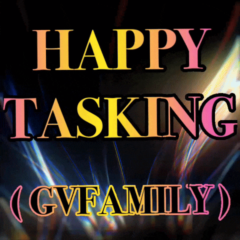 a poster that says happy tasking ( gv family )