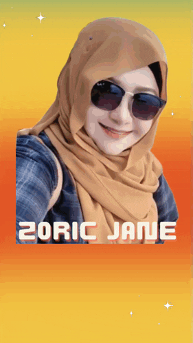 a woman wearing a hijab and sunglasses has the name zoric jane above her