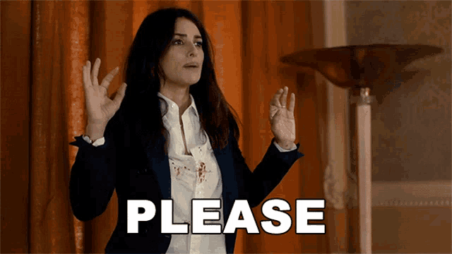 a woman with blood on her shirt is asking for please