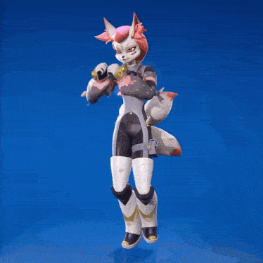 a cartoon character with a fox 's tail and horns