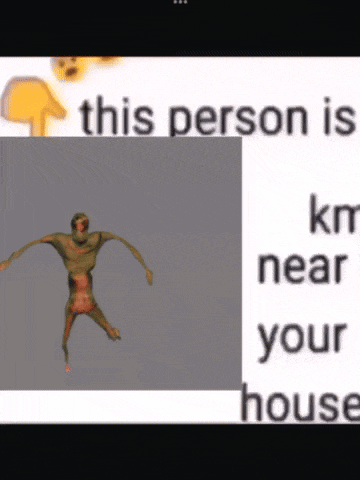 a picture of a cartoon character with the words this person is km near your house
