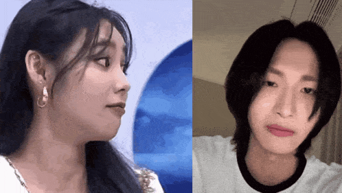 a close up of a woman and a close up of a man