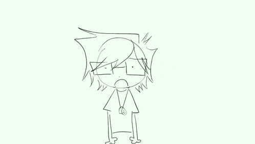 a black and white drawing of a cartoon character with glasses .