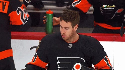 Kevin Hayes Water Bottle GIF - Kevin Hayes Water Bottle Drinking GIFs