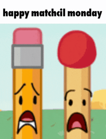 a pencil and a match with sad faces and the words happy matchcil monday on the bottom