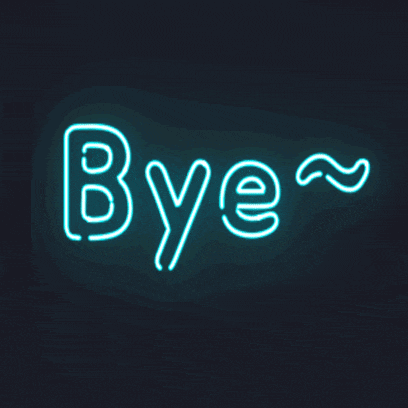 a neon sign that says bye on it