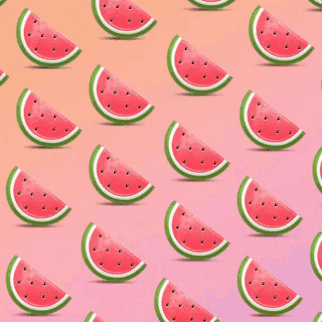 watermelon slices on a pink background in a seamless pattern