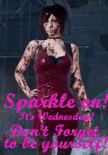 a poster with a woman in a red dress and the words sparkle on it 's wednesday