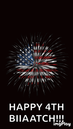 a fireworks display with the text happy 4th biiaatch