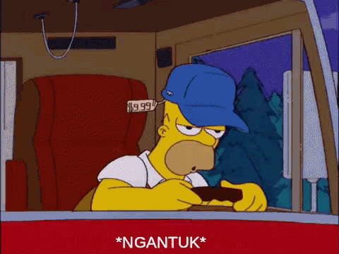 a cartoon of homer simpson wearing a blue hat with a tag that says 19.99