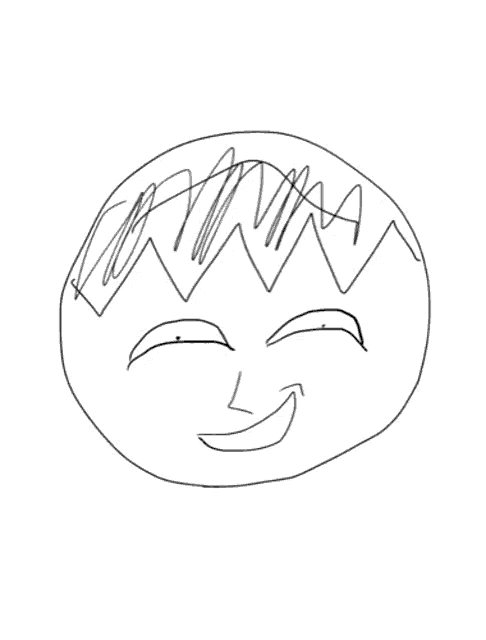 a black and white drawing of a person 's face