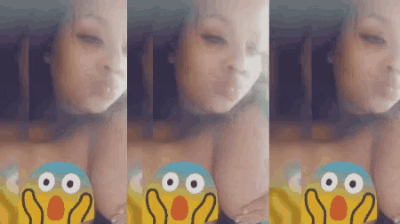 a woman 's face is covered by a smiley face with a question mark