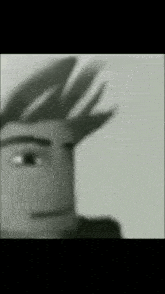 a close up of a cartoon character 's face in a black and white image .