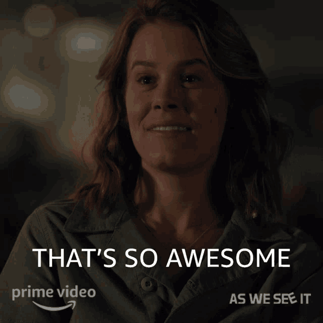 a woman with her eyes closed and the words that 's so awesome as we see it
