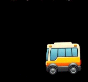 a yellow and white bus with a black background is shown in a cartoon style .