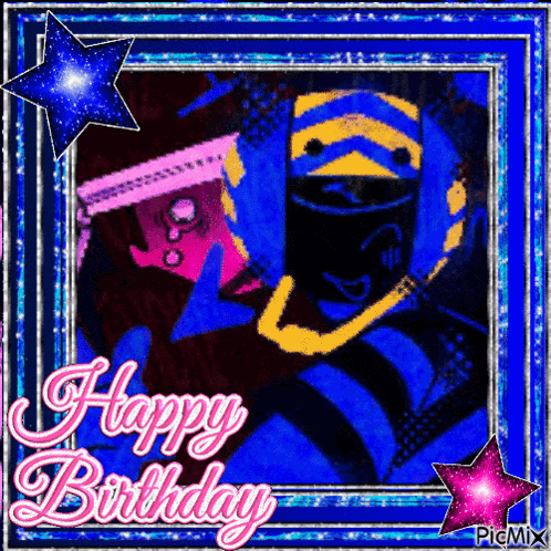 a happy birthday greeting card with a picture of a person