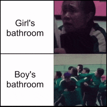 a girl 's bathroom and a boy 's bathroom