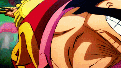 a close up of a cartoon character holding a sword and smiling .