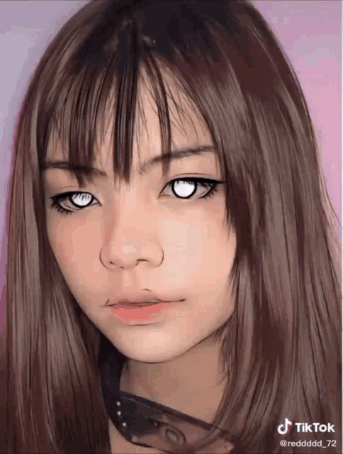 a close up of a girl 's face with a tiktok watermark on the bottom