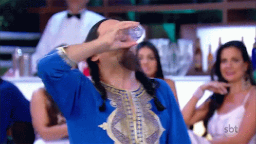 Sipping Water Tomando Agua GIF - Sipping Water Tomando Agua Bloated GIFs