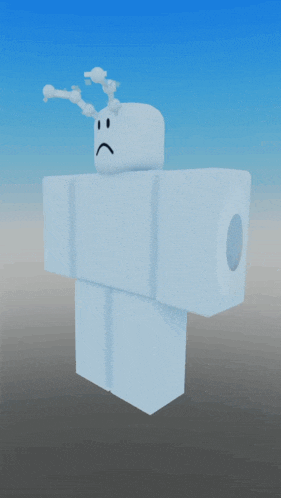 a white cartoon character with a sad face and horns on his head