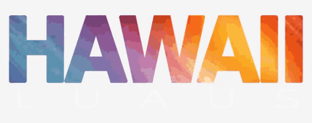 the word hawaii is written in a rainbow of colors