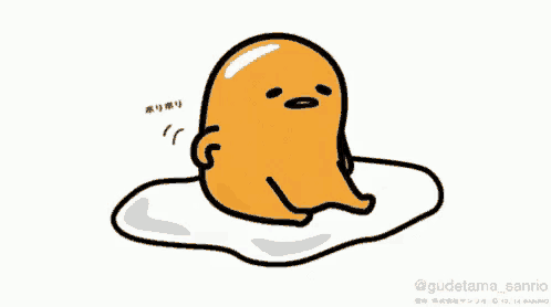 a cartoon drawing of a yellow egg sitting on top of a white egg