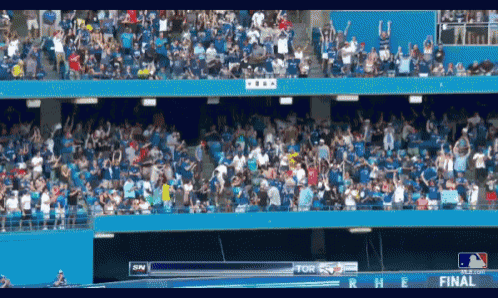 a baseball stadium with a scoreboard that says ' final ' on it