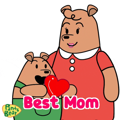 a cartoon of a mother bear holding a baby bear with the words best mom written below them