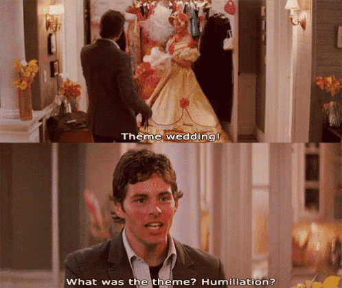 a man in a suit is talking about theme wedding