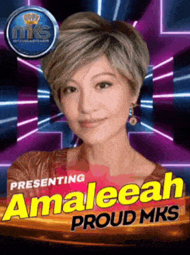 a poster for amaleeah proud mks shows a woman