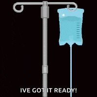 a cartoon illustration of an iv bag hanging from a pole .