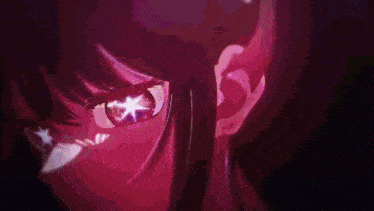a close up of a person 's face with a star in the eyes