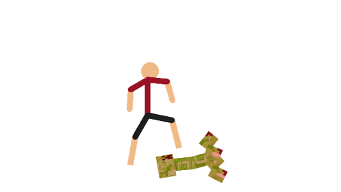 a stick figure with a red shirt and black shorts standing next to a pile of money