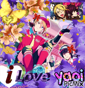 a collage of anime characters says i love yaoi
